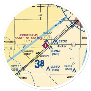 Hooker Municipal Airport (O45) VFR Sectional Sticker (20 mile)