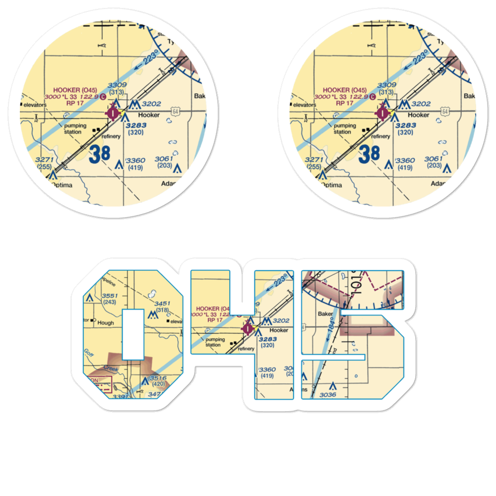 Hooker Municipal Airport (O45) VFR Sectional Sticker Pack 
