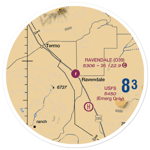 Ravendale Airport (O39) VFR Sectional Sticker (20 mile)