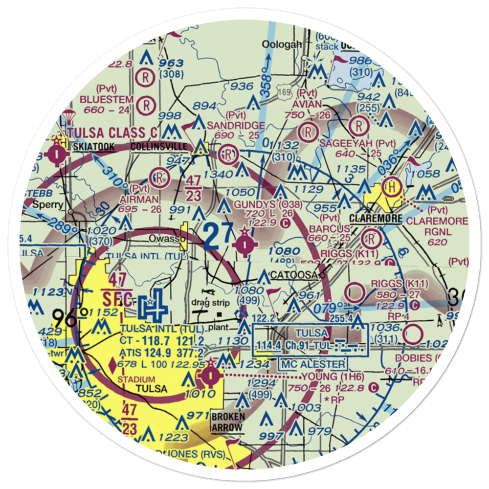 Gundys Airport (O38) VFR Sectional Sticker (30 mile) 
