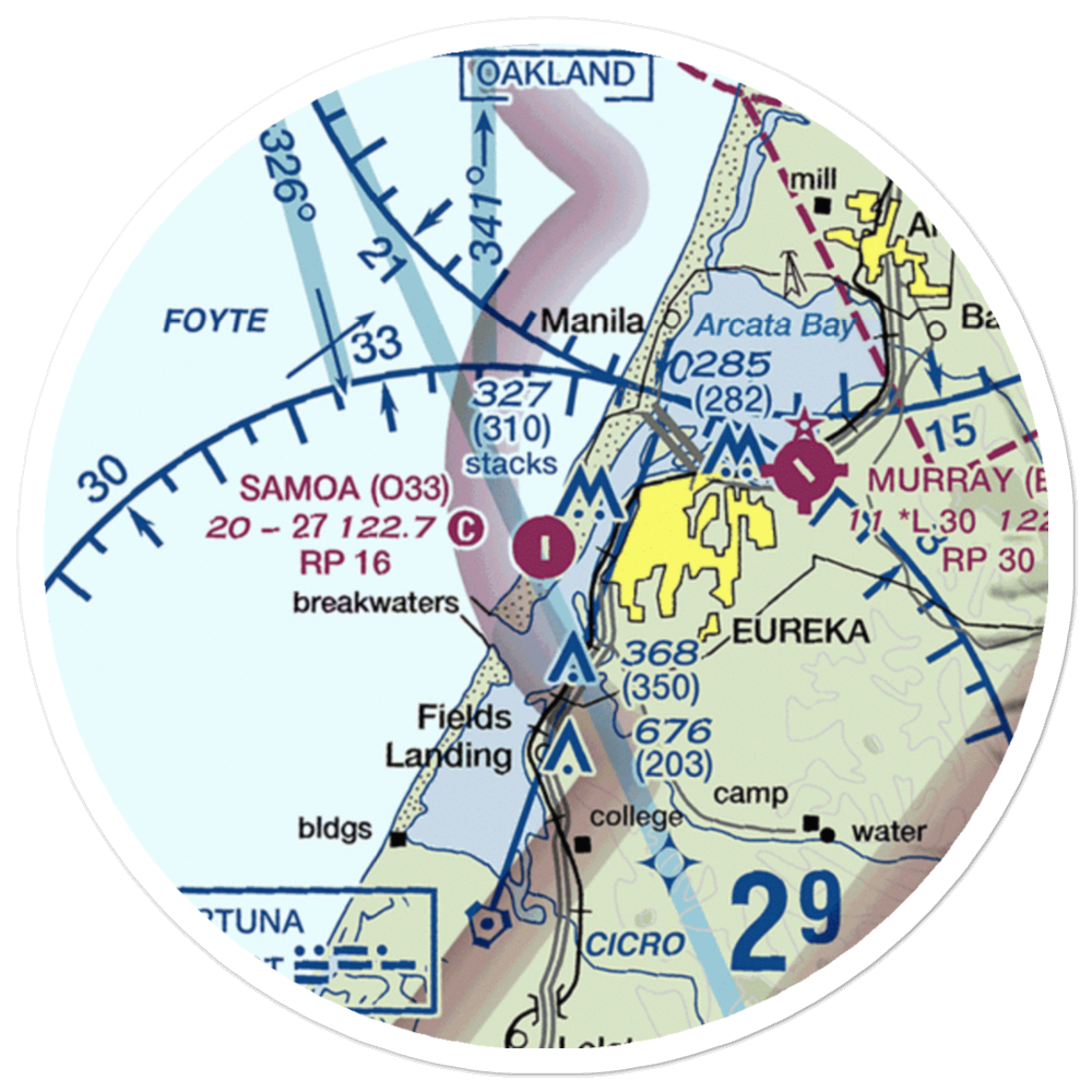 Samoa Field Airport (O33) VFR Sectional Sticker (20 mile) 