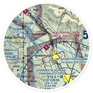 Healdsburg Municipal Airport (HES) VFR Sectional Sticker (20 mile)