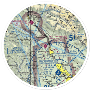 Healdsburg Municipal Airport (HES) VFR Sectional Sticker (30 mile)