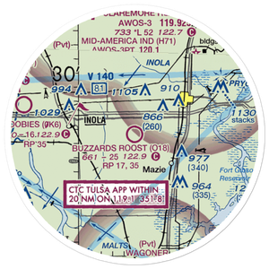 Buzzards Roost Airport (O18) VFR Sectional Sticker (20 mile)
