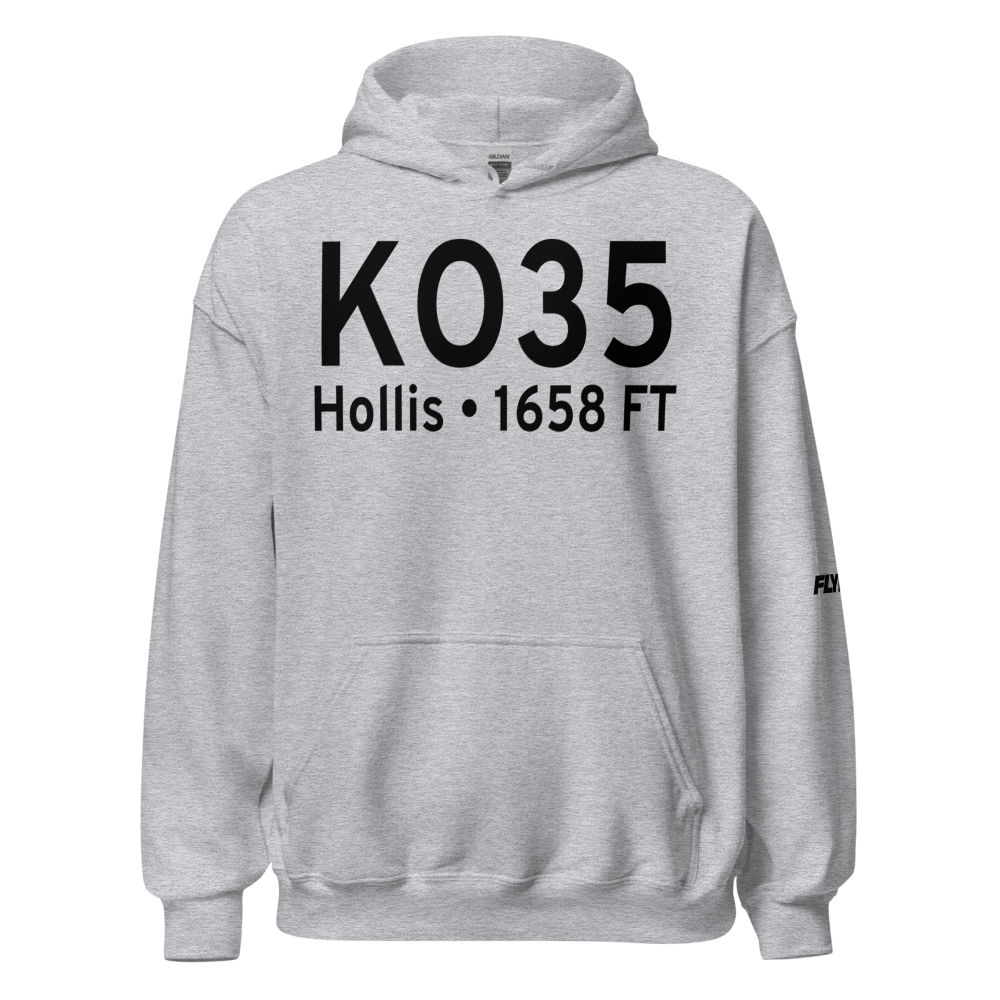 Hollis Municipal Airport (KO35) ICAO Hoodie Sweatshirt 