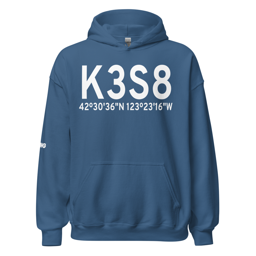 Grants Pass Airport (K3S8) ICAO Hoodie Sweatshirt 