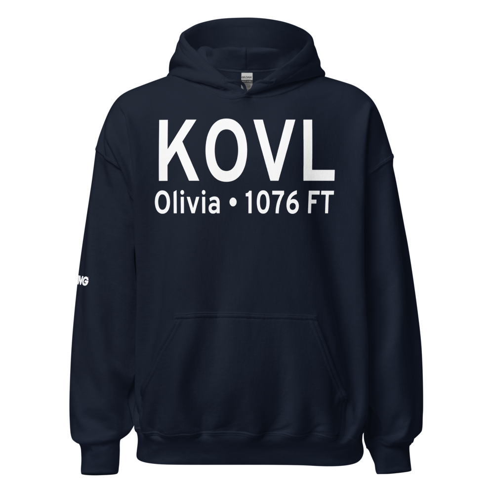 Olivia Regional Airport (KOVL) ICAO Hoodie Sweatshirt 