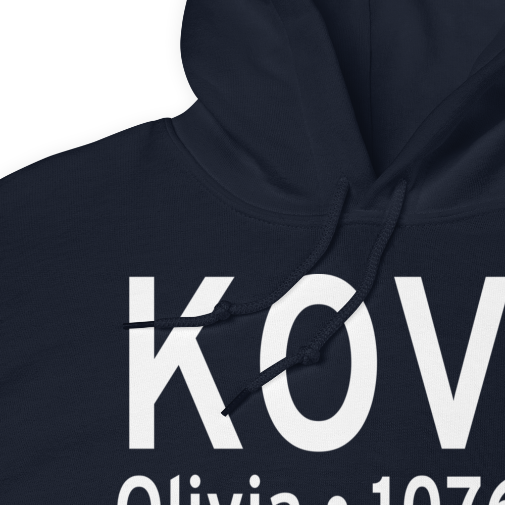 Olivia Regional Airport (KOVL) ICAO Hoodie Sweatshirt 