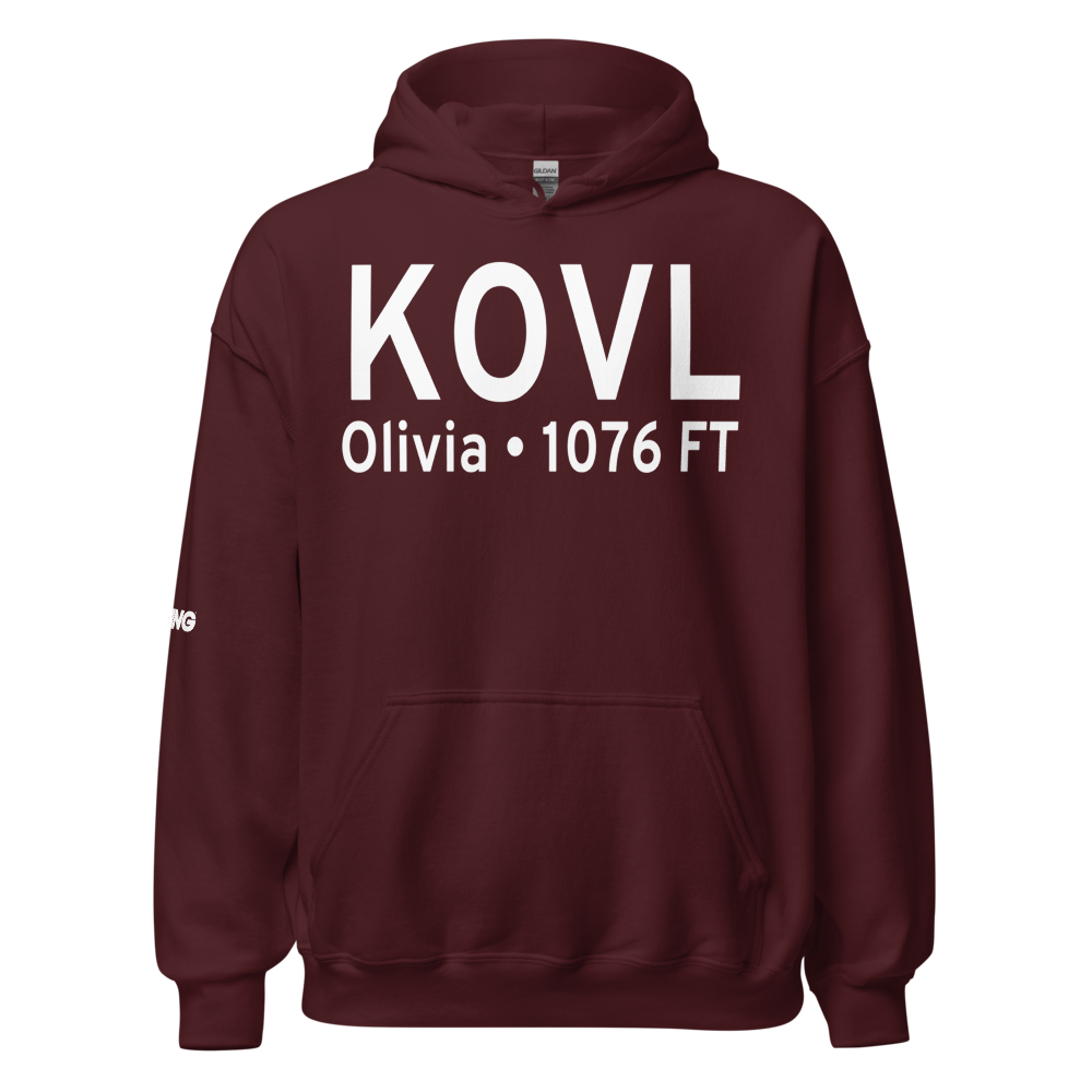 Olivia Regional Airport (KOVL) ICAO Hoodie Sweatshirt 