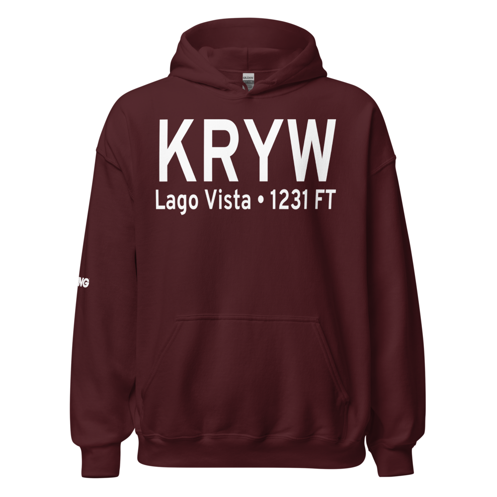 Lago Vista Tx Rusty Allen Airport (KRYW) ICAO Hoodie Sweatshirt 