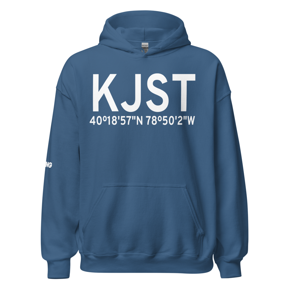 John Murtha Johnstown Cambria County Airport (KJST) ICAO Hoodie Sweatshirt 