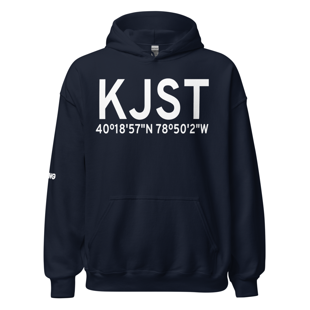 John Murtha Johnstown Cambria County Airport (KJST) ICAO Hoodie Sweatshirt 