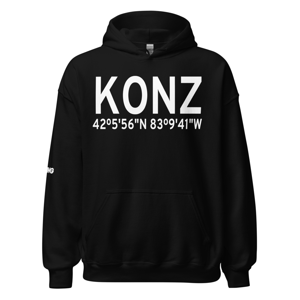 Grosse Ile Municipal Airport (KONZ) ICAO Hoodie Sweatshirt 