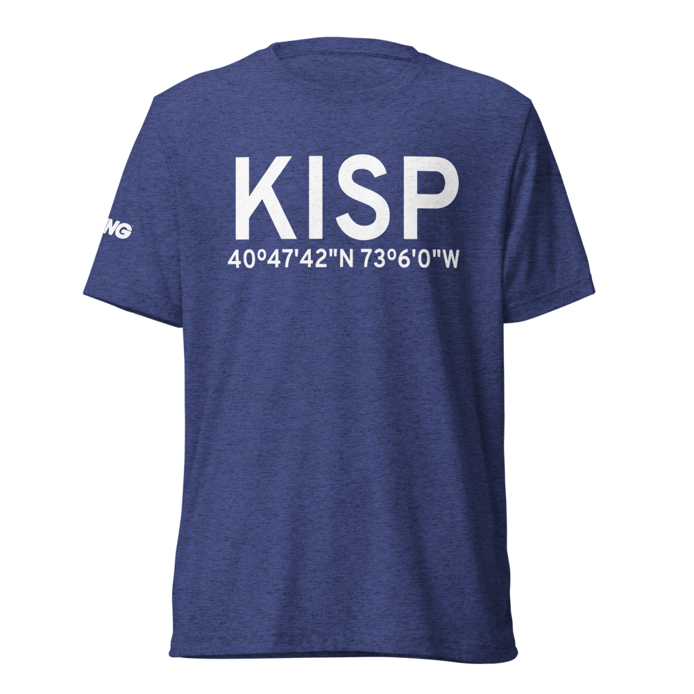Long Island Mac Arthur Airport (KISP) ICAO Tri-blend T-Shirt 