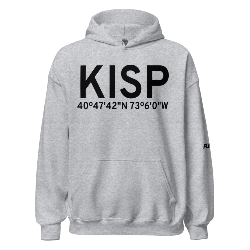 Long Island Mac Arthur Airport (KISP) ICAO Hoodie Sweatshirt 
