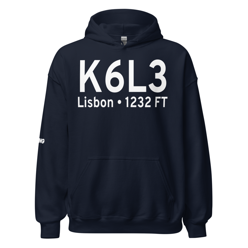 Lisbon Municipal Airport (K6L3) ICAO Hoodie Sweatshirt 