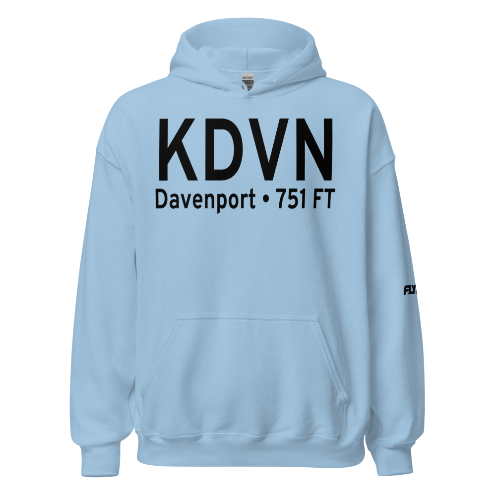 Davenport Municipal Airport (KDVN) ICAO Hoodie Sweatshirt 