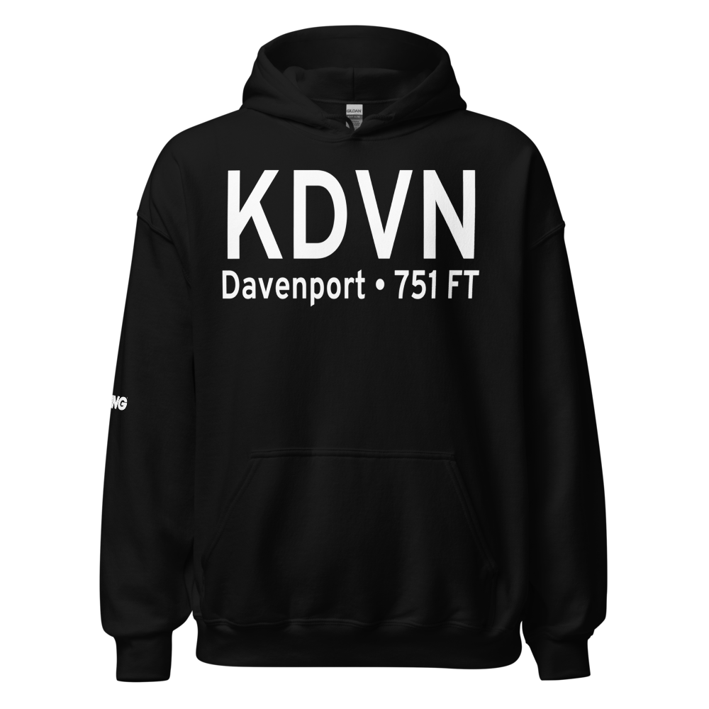 Davenport Municipal Airport (KDVN) ICAO Hoodie Sweatshirt 