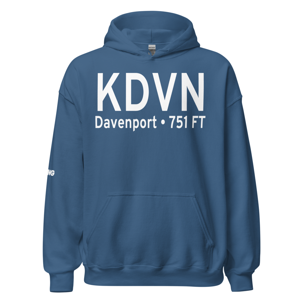 Davenport Municipal Airport (KDVN) ICAO Hoodie Sweatshirt 