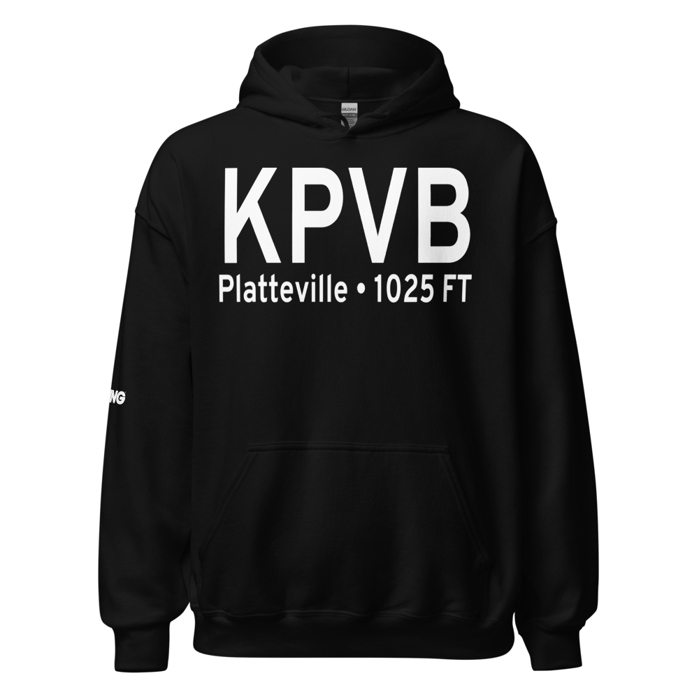 Platteville Municipal Airport (KPVB) ICAO Hoodie Sweatshirt 