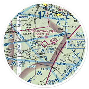 Morgantown Airport (O03) VFR Sectional Sticker (20 mile)
