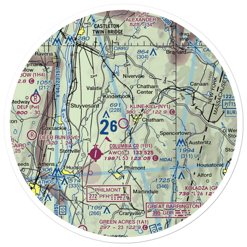 Kline Kill Airport (NY1) VFR Sectional Sticker (30 mile) 