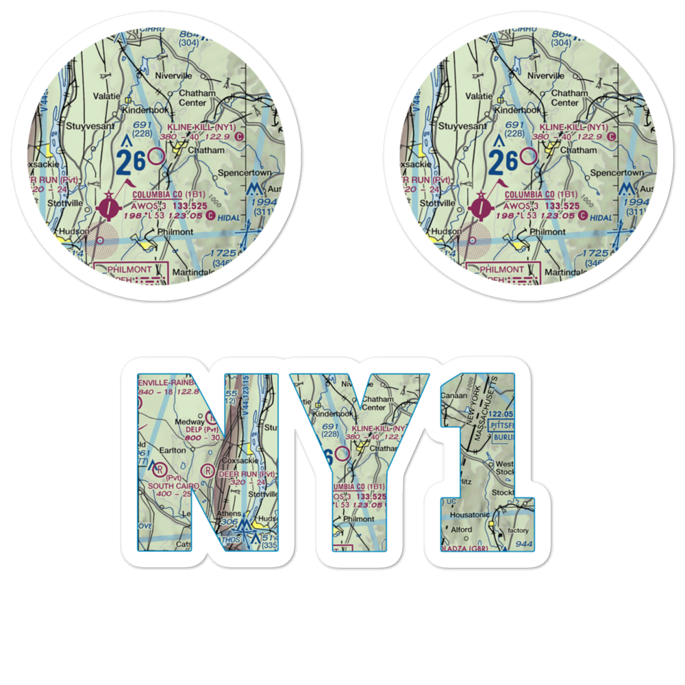 Kline Kill Airport (NY1) VFR Sectional Sticker Pack 