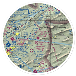 Penns Cave Airport (N74) VFR Sectional Sticker (30 mile)