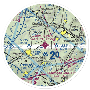 Warwick Municipal Airport (N72) VFR Sectional Sticker (20 mile)