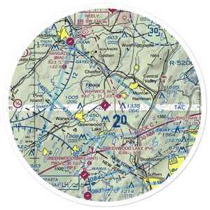 Warwick Municipal Airport (N72) VFR Sectional Sticker (30 mile)