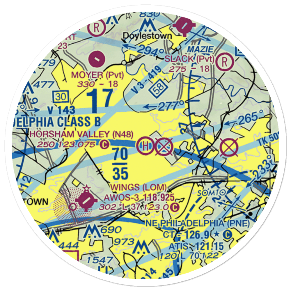 Horsham Valley Airways Inc Heliport (N48) VFR Sectional Sticker (20 mile) 
