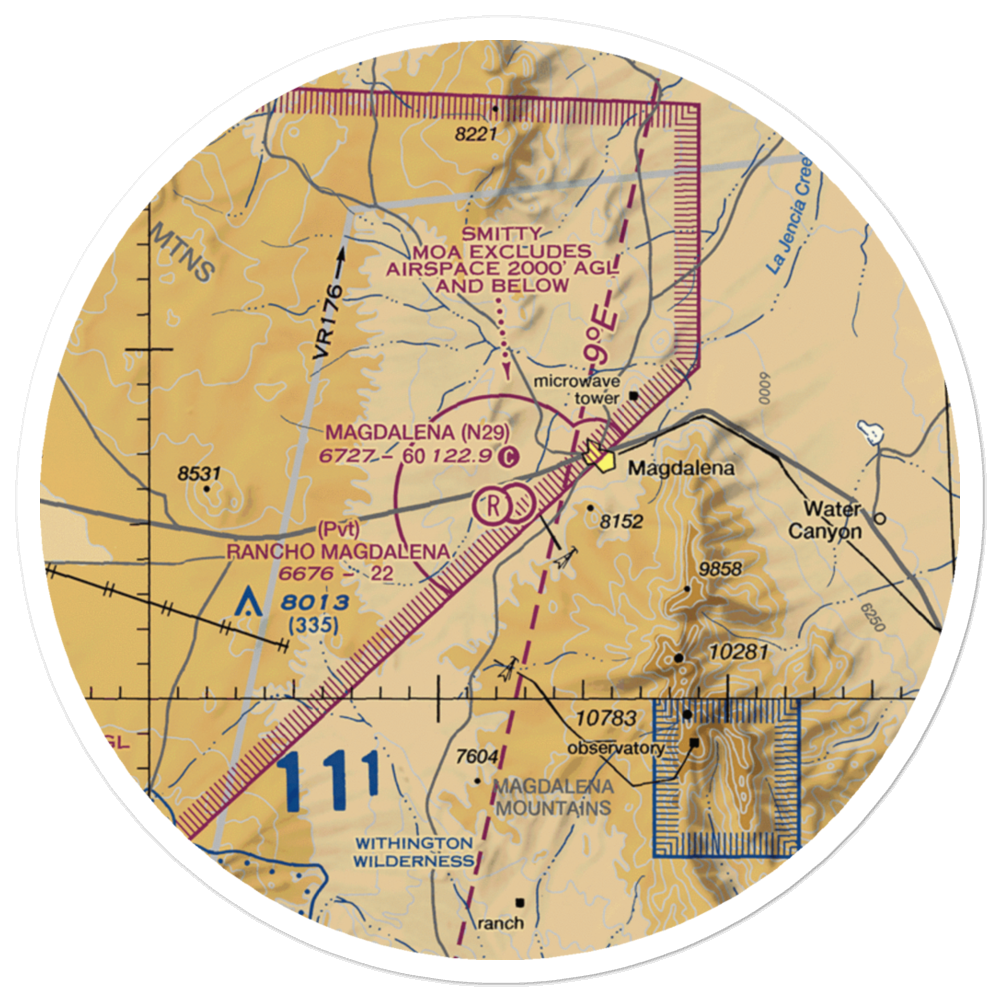 Magdalena Airport (N29) VFR Sectional Sticker (30 mile) 