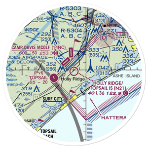 Holly Ridge/Topsail Island Airport (N21) VFR Sectional Sticker (20 mile)