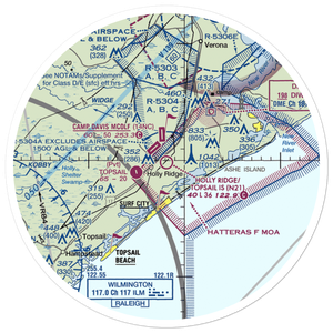 Holly Ridge/Topsail Island Airport (N21) VFR Sectional Sticker (30 mile)