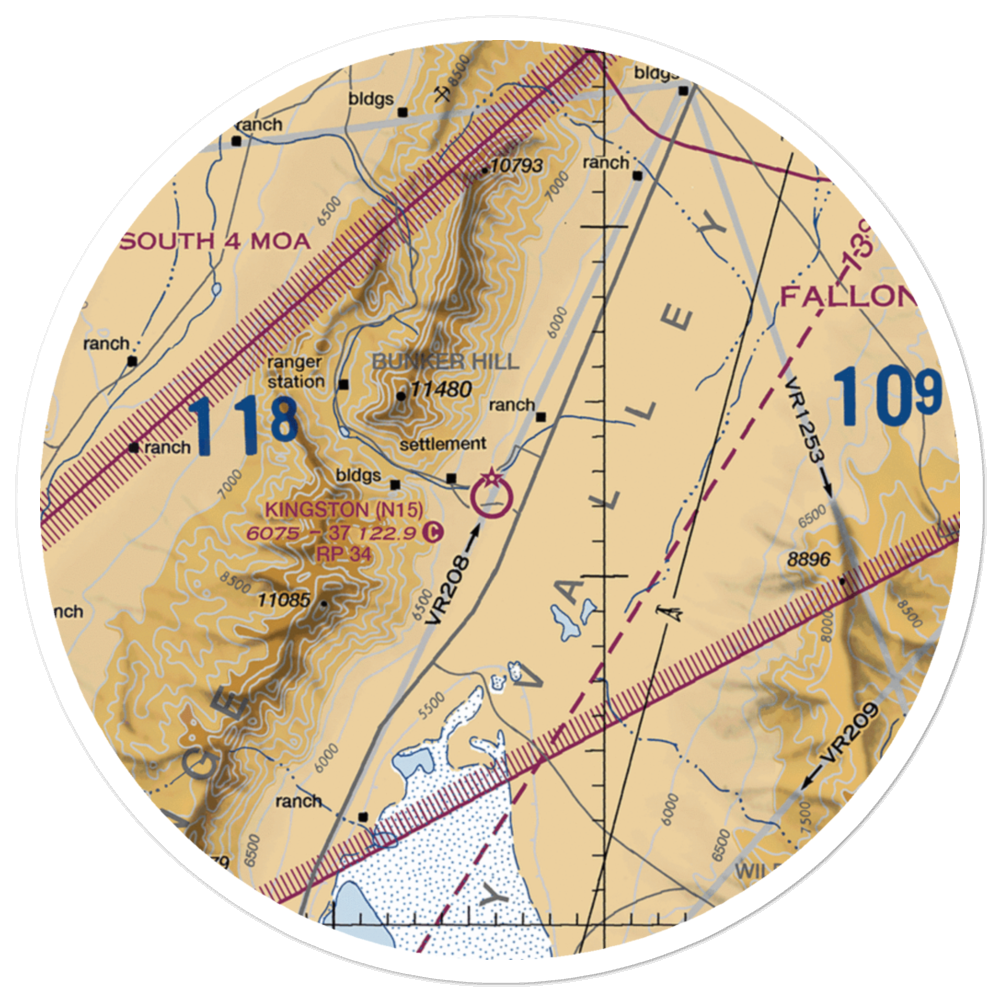 Kingston Airport (N15) VFR Sectional Sticker (30 mile) 