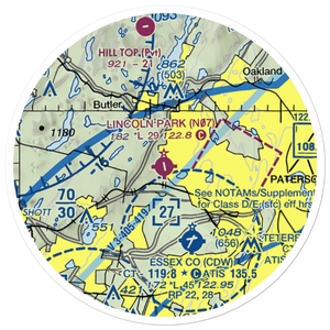 Lincoln Park Airport (N07) VFR Sectional Sticker (20 mile)