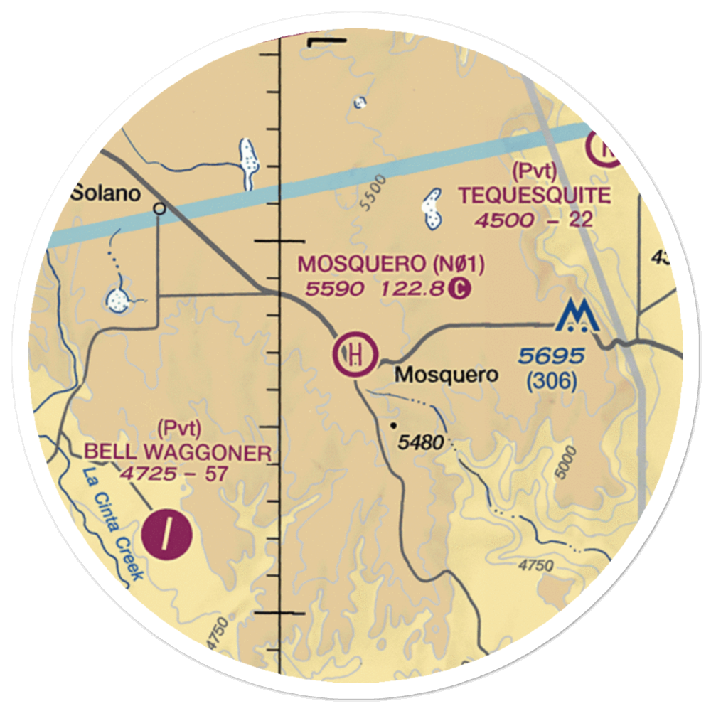 Mosquero Emergency Services Heliport (N01) VFR Sectional Sticker (20 mile) 