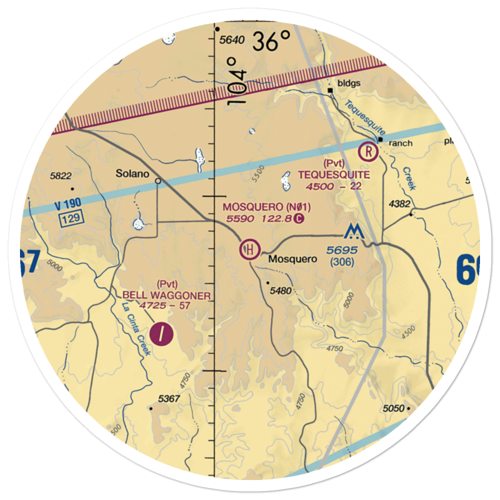 Mosquero Emergency Services Heliport (N01) VFR Sectional Sticker (30 mile) 