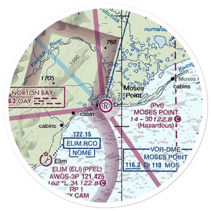 Moses Point Airport (MOS) VFR Sectional Sticker (20 mile)