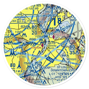 St Louis Downtown Heliport (MO7) VFR Sectional Sticker (20 mile)