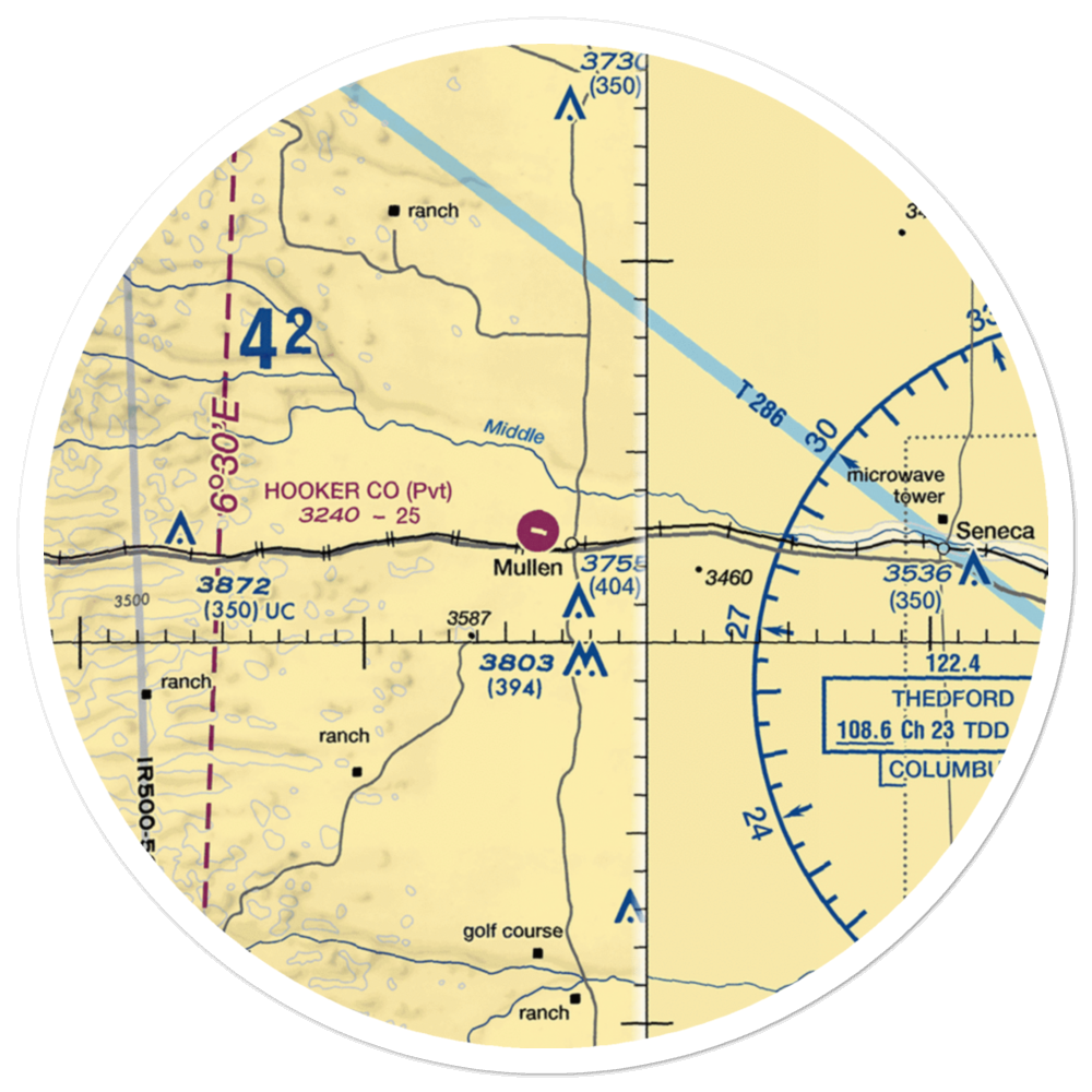 Hooker County Airport (MHN) VFR Sectional Sticker (30 mile) 