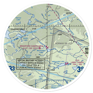 Bradford Camps Seaplane Base (ME3) VFR Sectional Sticker (30 mile)