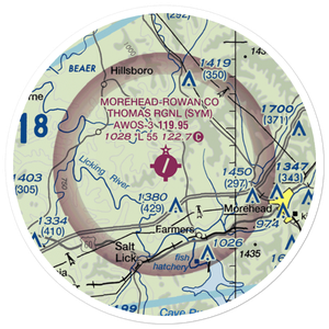 Morehead-Rowan County Clyde A. Thomas Regional Airport (SYM) VFR Sectional Sticker (20 mile)
