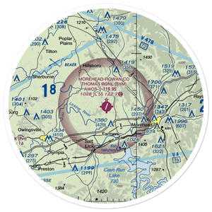 Morehead-Rowan County Clyde A. Thomas Regional Airport (SYM) VFR Sectional Sticker (30 mile)