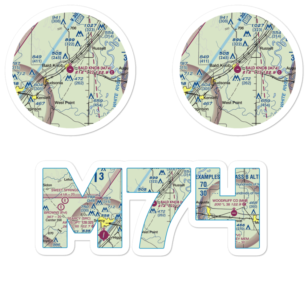 Bald Knob Municipal Airport (M74) VFR Sectional Sticker Pack 