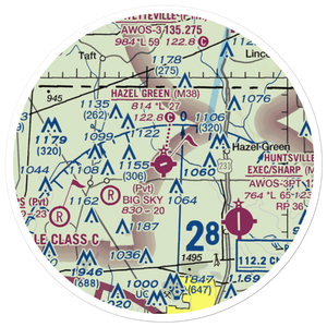 Hazel Green Airport (M38) VFR Sectional Sticker (20 mile)