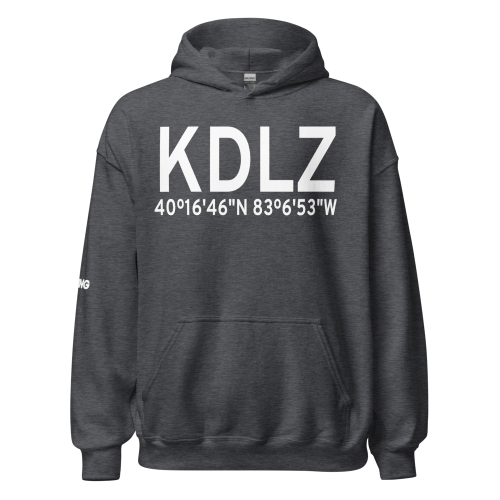 Delaware Municipal Airport (KDLZ) ICAO Hoodie Sweatshirt 