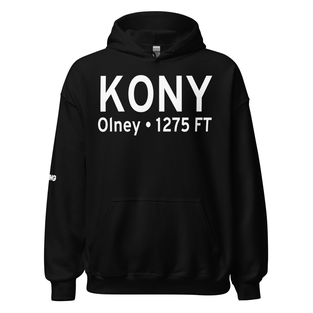 Olney Municipal Airport (KONY) ICAO Hoodie Sweatshirt 