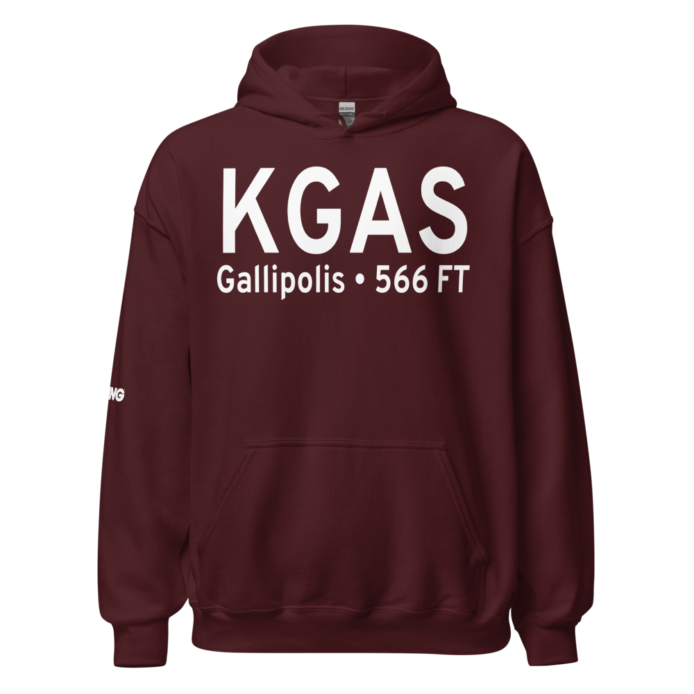 Gallia Meigs Regional Airport (KGAS) ICAO Hoodie Sweatshirt 
