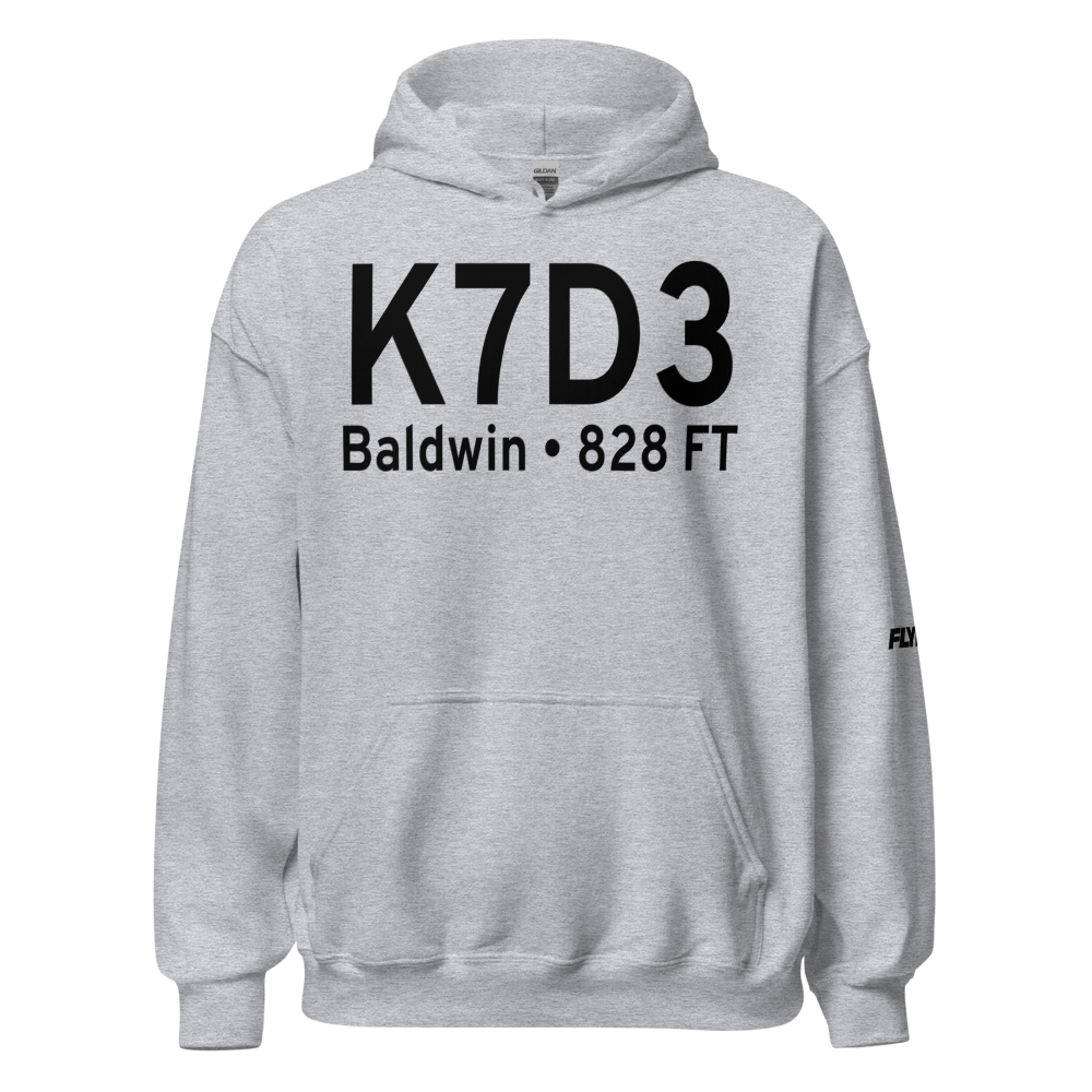 Baldwin Municipal Airport (K7D3) ICAO Hoodie Sweatshirt 